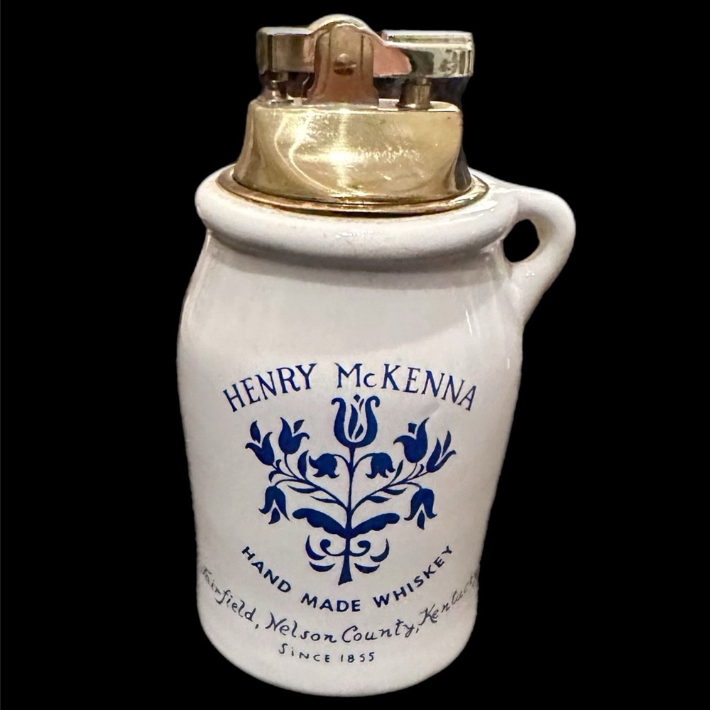 Vintage Henry McKenna Whiskey Jug Stoneware Ceramic Table Top